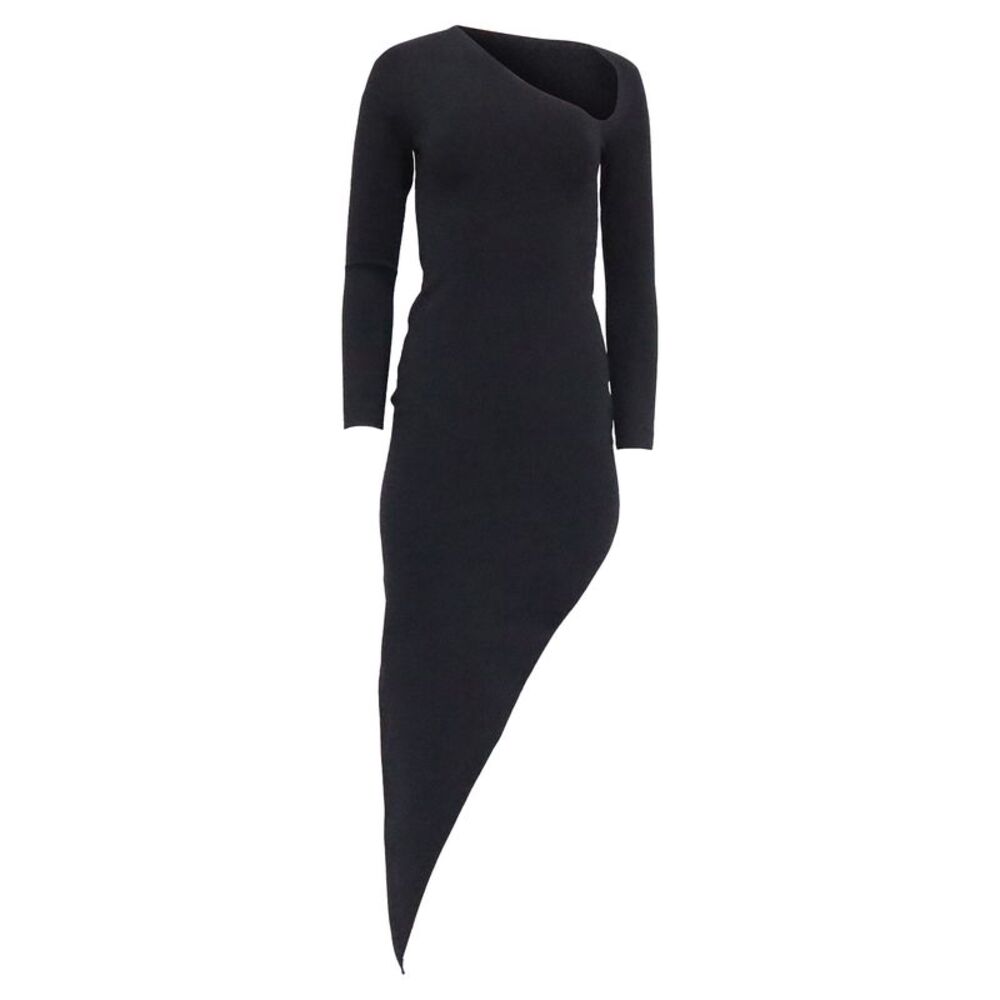 Alexander Wang  Asymmetric Bodycon Midi Dress in Black Viscose